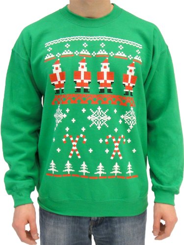 Snowflake and Candy Cane Design Adult Green Sweatshirt