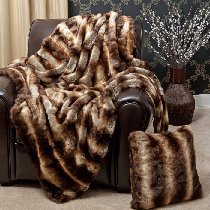 Faux Fur Throw Blanket - Chinchilla
