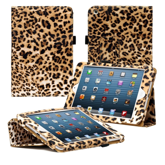 Amazon.com  Leopard PU Leather Case Cover with Stand & Handgrip for Apple Ipad Mini - MAIN