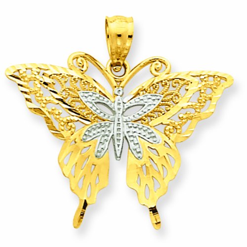 14k Rhodium Fancy Butterfly Pendant