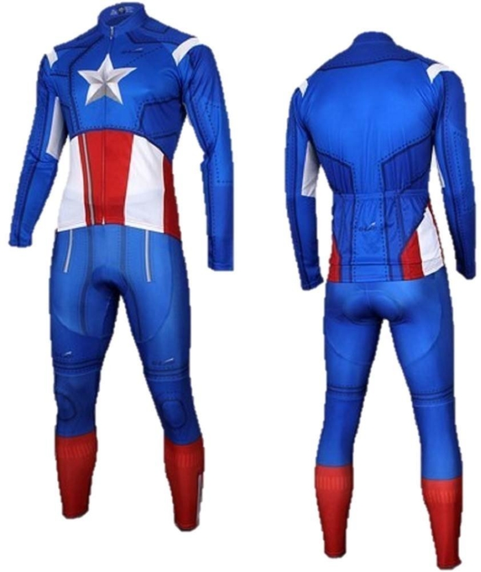 Captain America Costume long-Sleeve Biking Cycling Jersey