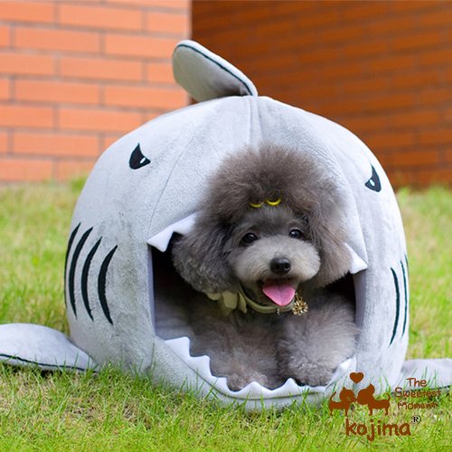 Shark Round House Puppy Bed with Pet Bed Mat