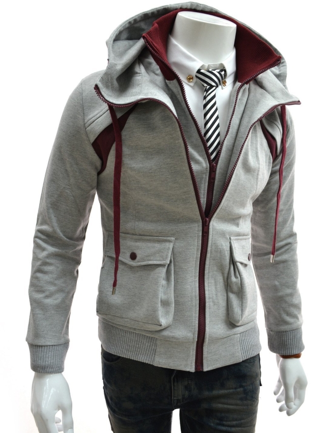 TheLees Mens Casual Slim Fit Hood Cotton Jacket