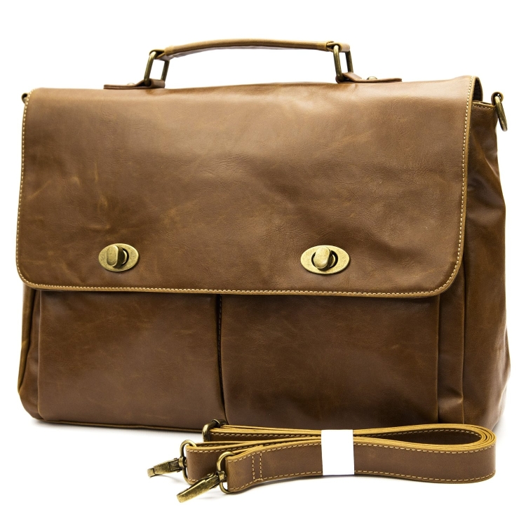 Leather Portfolio Carrying Briefcase Messenger Bag Unisex Brown