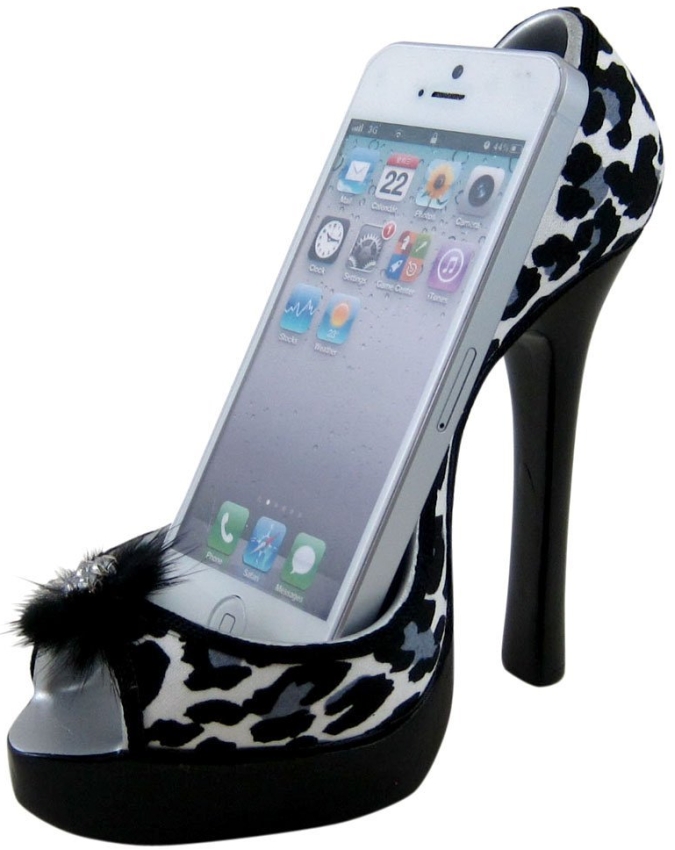 Leopard Cell Phone Holder Open Toe Shoe
