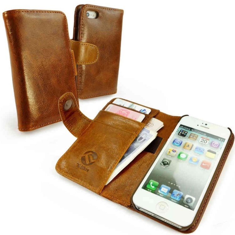 Vintage Leather Wallet-Style Case Cover for Apple iPhone 5c