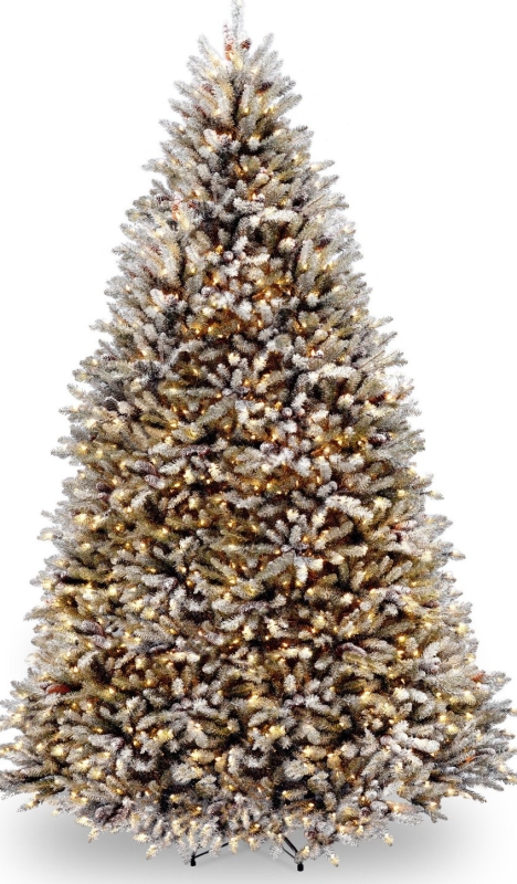 9-Feet Snowy Dunhill Fir Tree with Cones and 900 Clear Lights