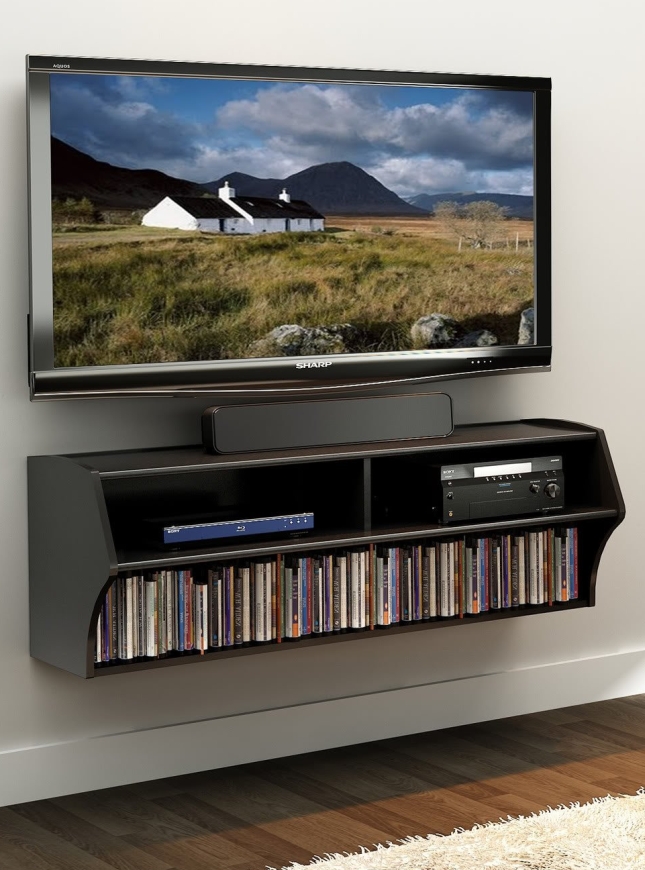 Black Wall Mounted AV Console