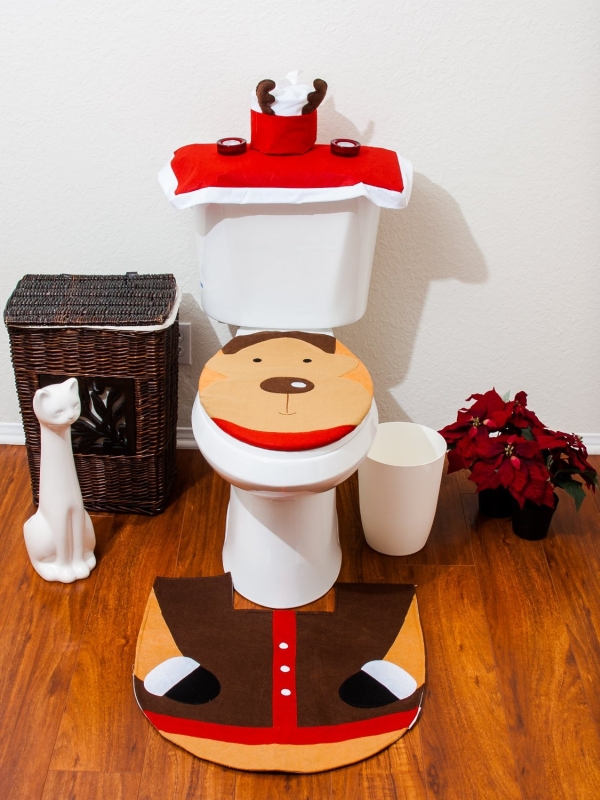 Christmas Bathroom Toilet Cover and Rug Set