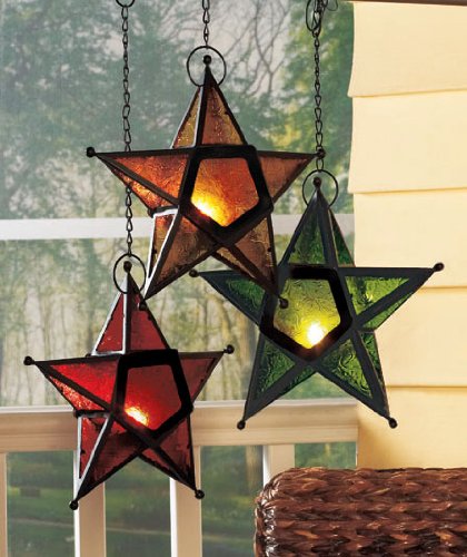 Hanging Glass Star Candle Holder