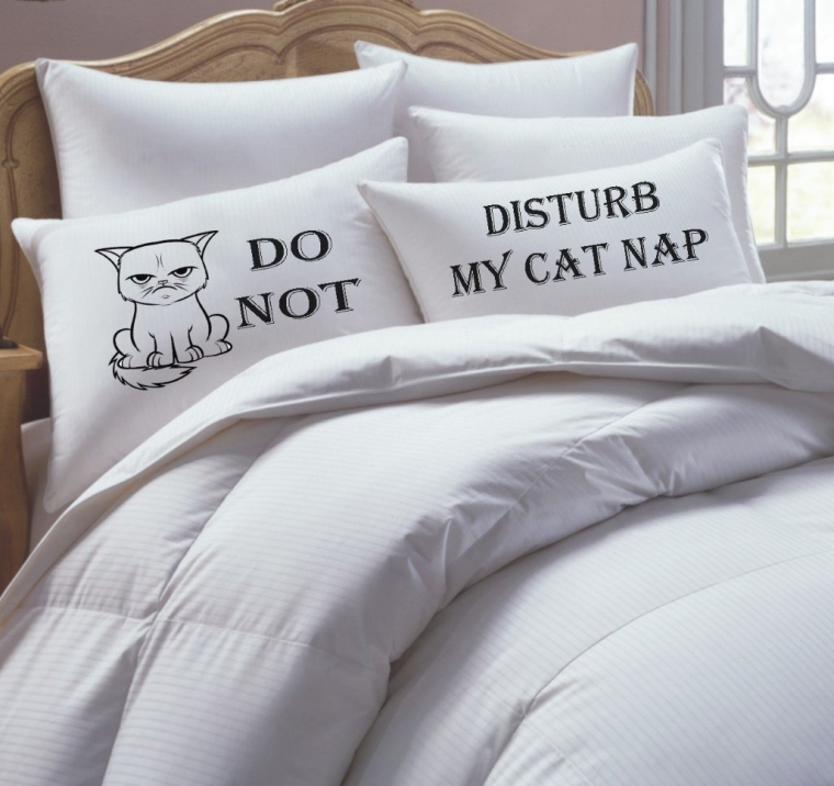 His Hers Pillowcase Set,Couples Pillowcase Set, Do Not Disturb My Cat Nap,