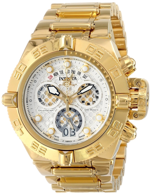 Invicta Mens Subaqua Analog Swiss-Quartz Gold Watch