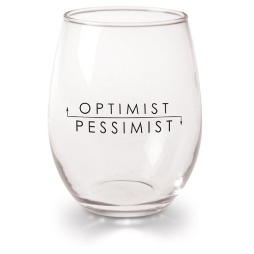 Optimist Pessimist Set of 4 Wine Glasses