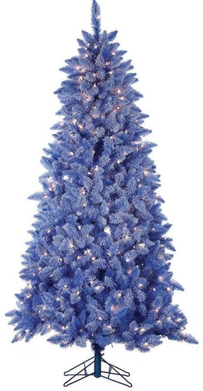Pre-Lit Lightly Flocked Blue Keystone Pine Christmas Tree