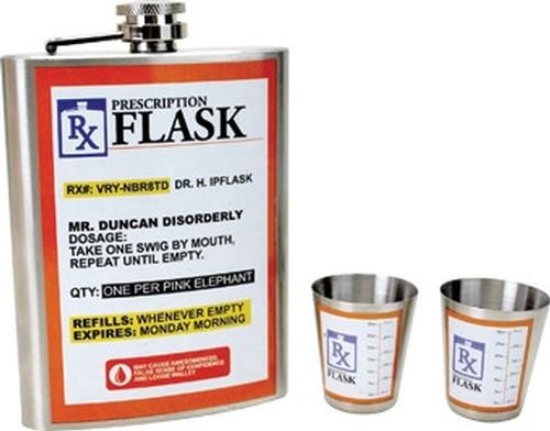 Rx Prescription Flask Gift Set