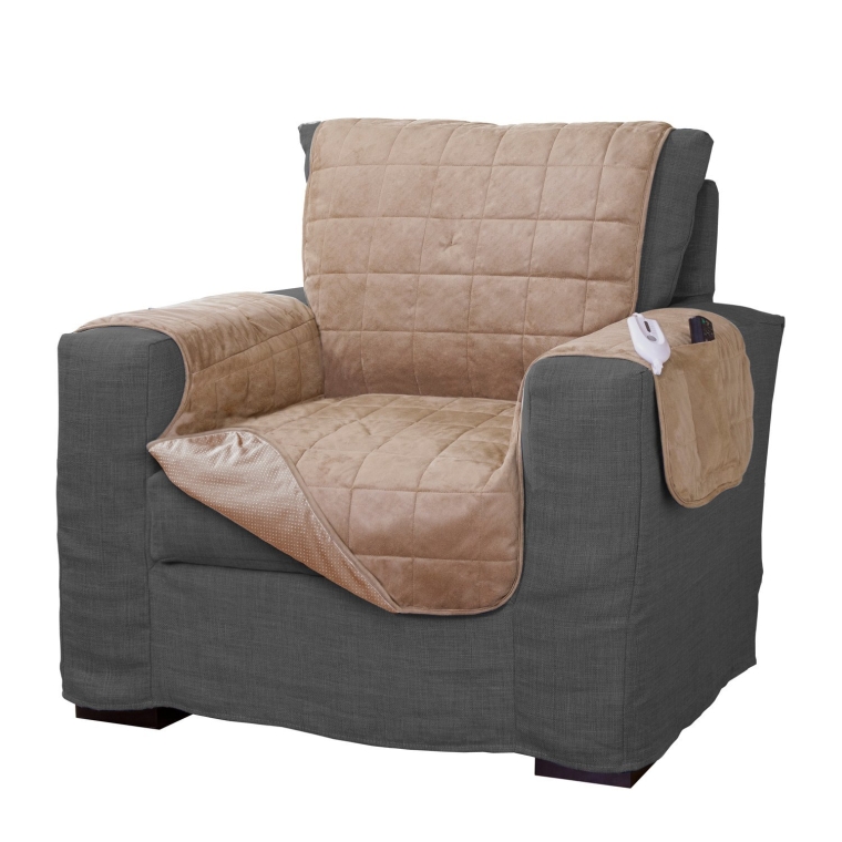 Serta Microsuede Diamond Quilted Electric Warming Furniture Chair Protector