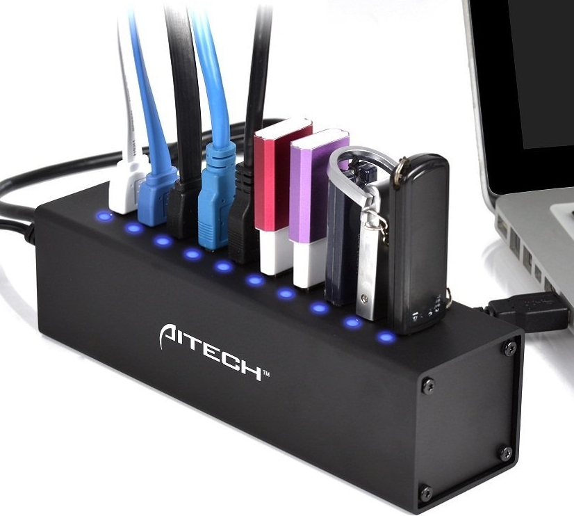 USB 3.0 10 Ports HUB with 12V4A Power Adapter