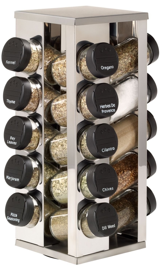 Stainless Steel Spice Jar Set – 12 Jars With Rotating Shaker Covers, Silver