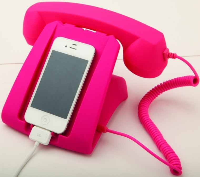 Pink Talk Dock Mobile Device Handset and Charging Cradle