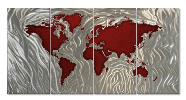 World Map Wall Art Modern Metal Sculpture décor