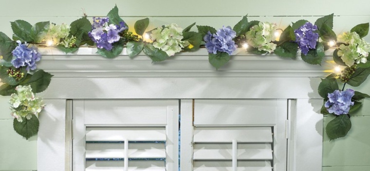 Lighted Hydrangea Spring Garland With Led Lights