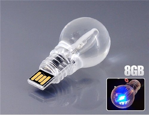 8GB Blue Light LED Bulb USB Flash Drive Key Ring