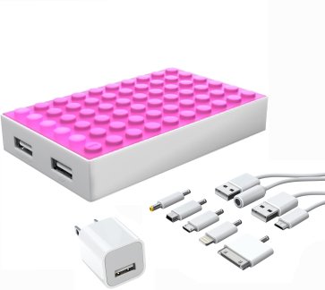 Pink 4,000 mAh Power Block with Connectors