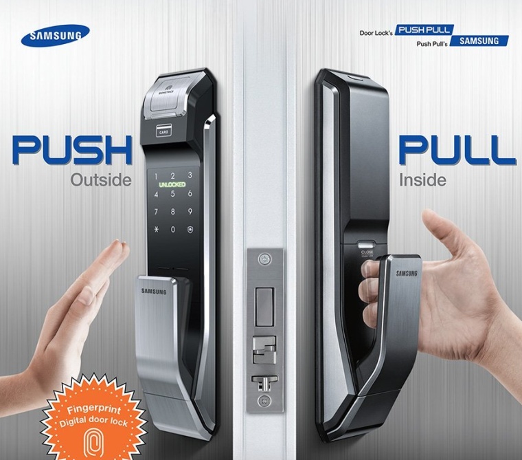 Samsung Digital Door Lock Fingerprint Push Pull Two Way Latch Mortise