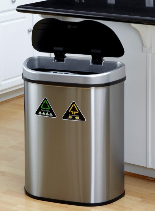 Touchless Stainless Steel 18.5 Gallon Home Recycling Trash Can