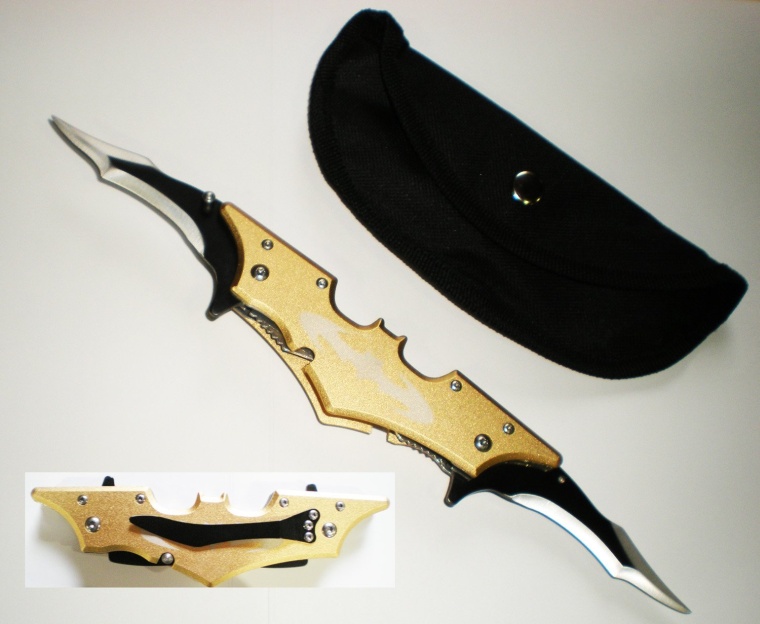 GOLD Dual Bat Blade Folding Knife