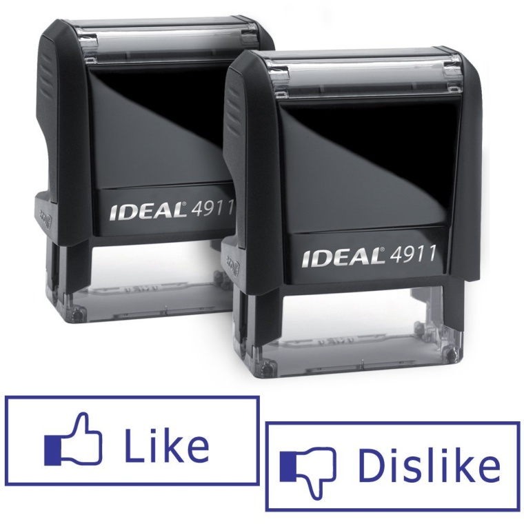 Pair of LIKEDISLIKE Facebook Ideal 50 Self-inking Rubber Stamps