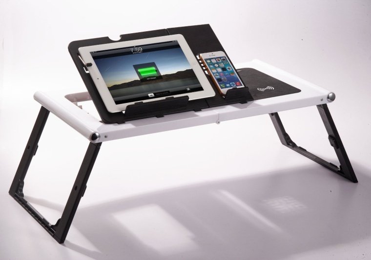 Smart Table For iPads and Tablets with Built in Charger-Black