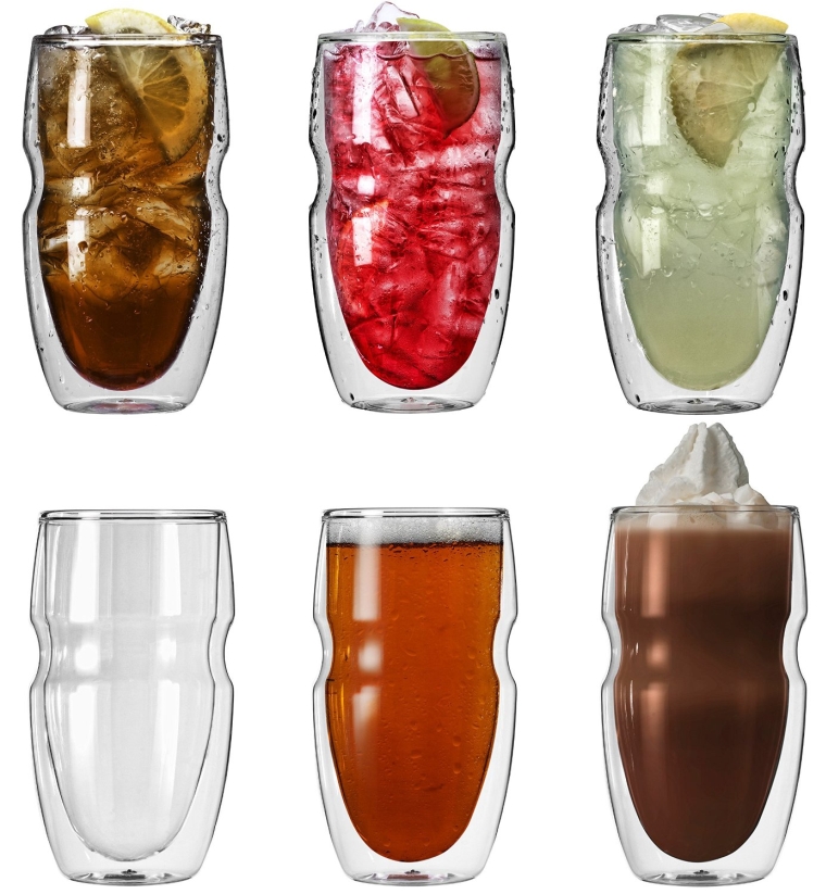 Double Wall Insulated Iced Tea and Coffee Glasses