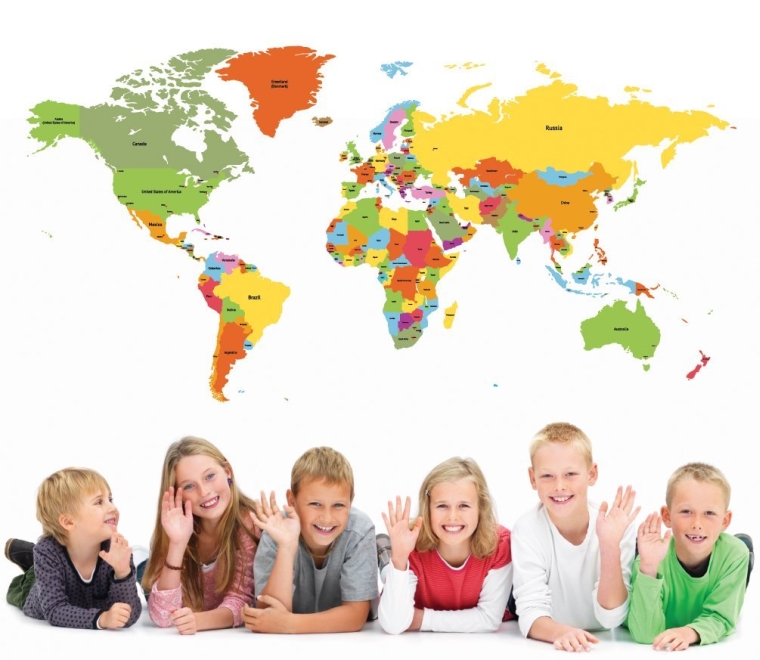 Educational World Map 50 inch for Kids Room