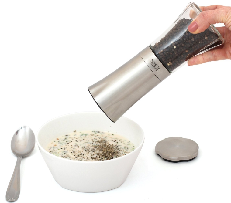 Eparé Battery Operated Gravity Steel Salt or Pepper Mill and Grinder