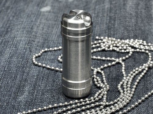 Litanium Steel Love Pill Necklace Ti Waterproof Medicine Capsule Tablet Pill Box
