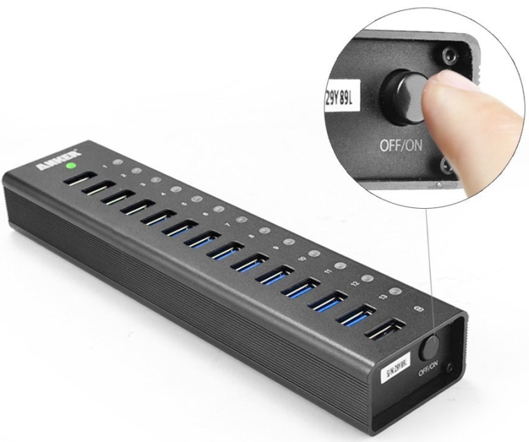 USB 3.0 Aluminum 13-Port Hub