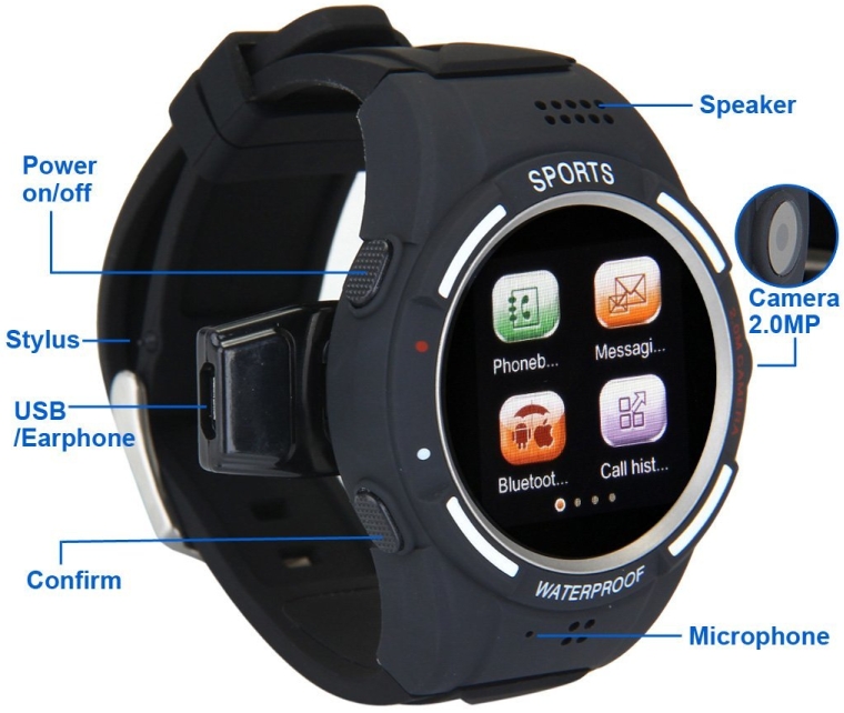 Anti-Lost Daul Bluetooth Sports Pedometer Phone Watch Smartwatch