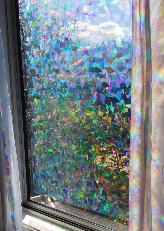 Decorative Window Film Holographic Prismatic Etched Glass Effect