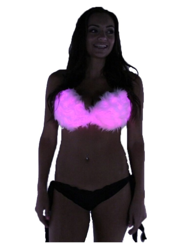 Furry Light Up Bra. Color Changing with LED's