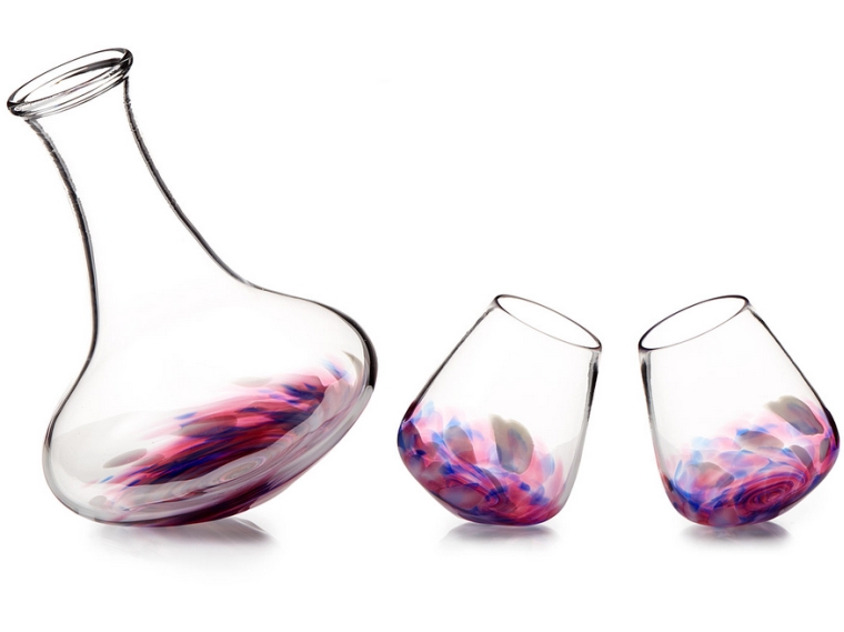 spinning glasses and carafe