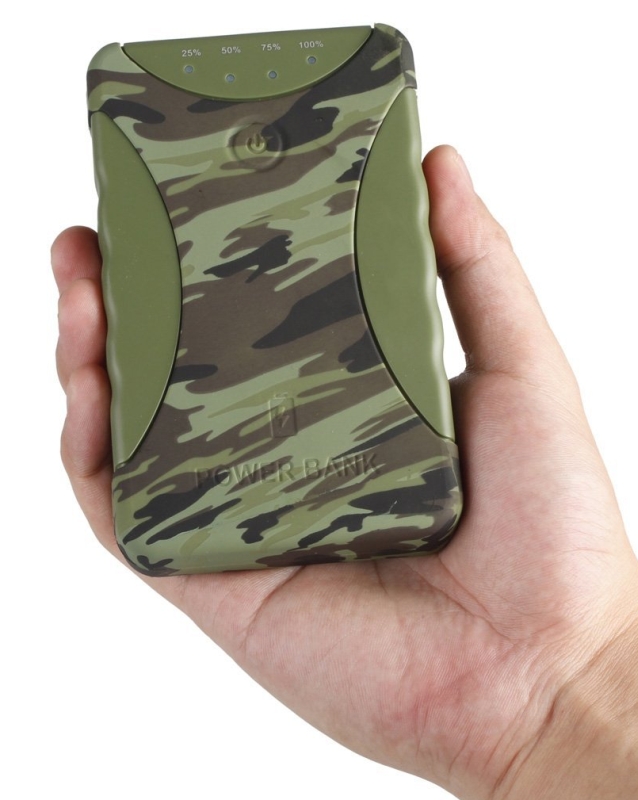 11200mAh Dual USB Portable External Battery Pack IP54 Waterproof Shockproof Dustproof Travel Charger Military Camouflage