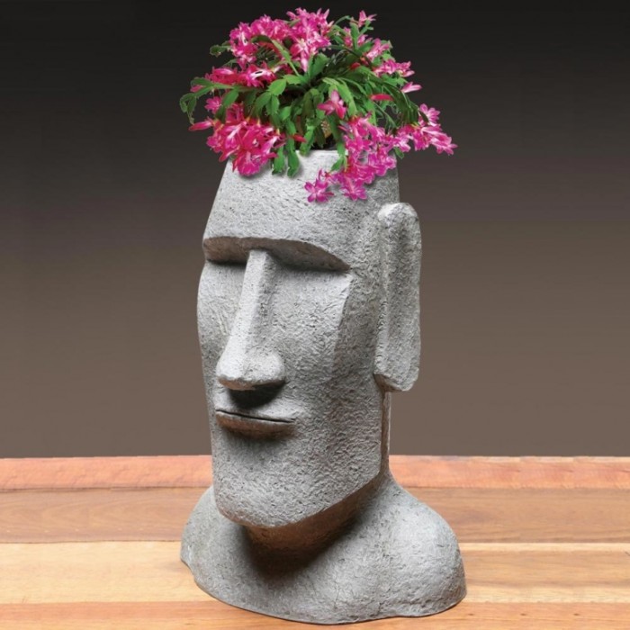Island Ahu Akivi Moai Monolith Garden Statue Planter