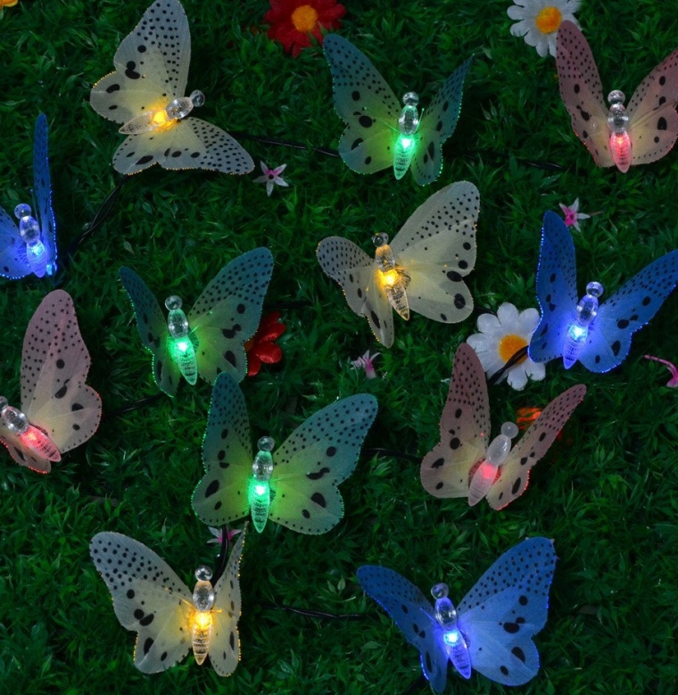 Solar Fiber Optic Butterfly String Lights