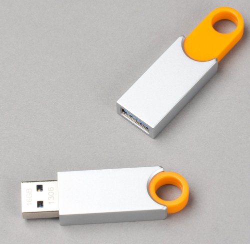 USB 3.0 OrangeSilver Sliding USB Flash Memory Drive 64GB