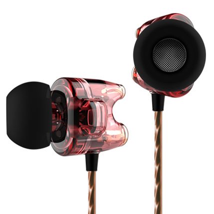 High Fidelity Definition Dual Dynamic Professional In-ear Earphone Transparent Red