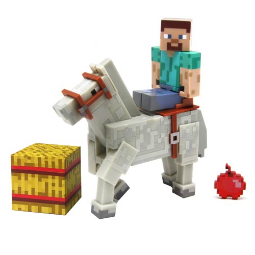 Minecraft Steve with White Horse 3-Inch Action Figure 2-Pack