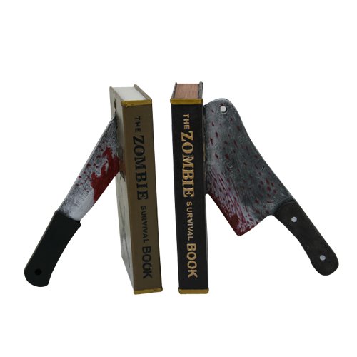 Zombie Survial Guide Books Knives Stand Bookend