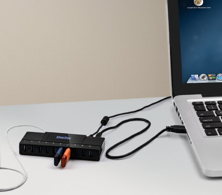 USB 3.0 10 Port Hub  5V 2.1A Smart Charging Port
