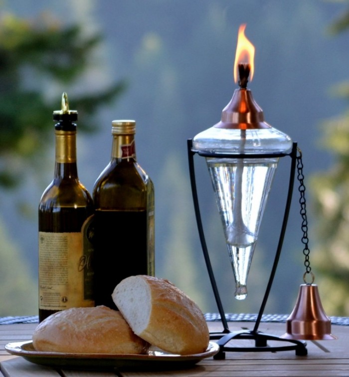 Table Top Glass Torch with Copper Top